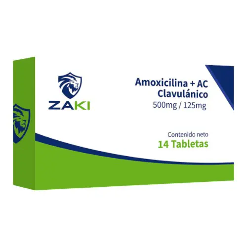 AMOXICILINA 500MG + ACIDO CLAVULANICO 125MG X 14 TAB ZAKI