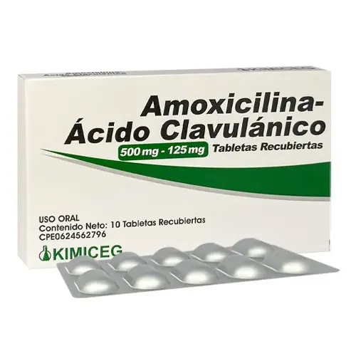 AMOXICILINA 500MG/ ACIDO CLAVULANICO 125MG X 10 TAB KIMICEG