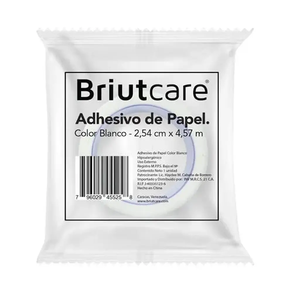 ADHESIVO DE PAPEL C/ BLANCO 2,54CM X 4,57M (1" X 5 YDS)  X 1 BRIUTCARE