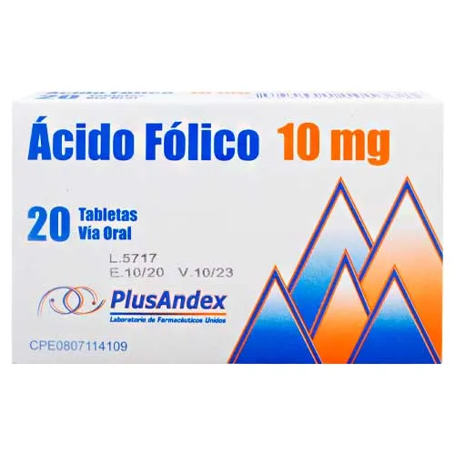 ACIDO FOLICO TAB 10MG X20 PLX