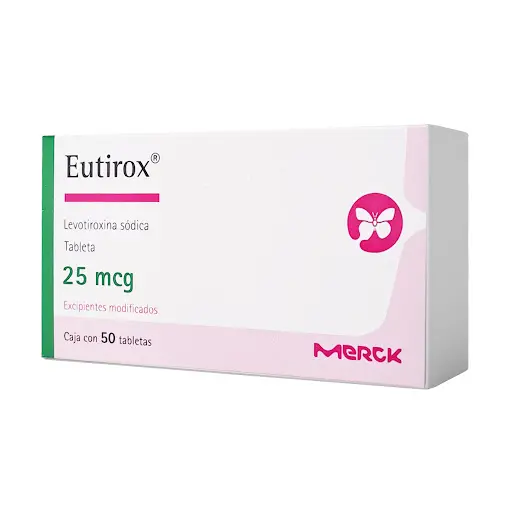 Levotiroxina Sodica 25mcg Eutirox Merck x 25 Tabletas