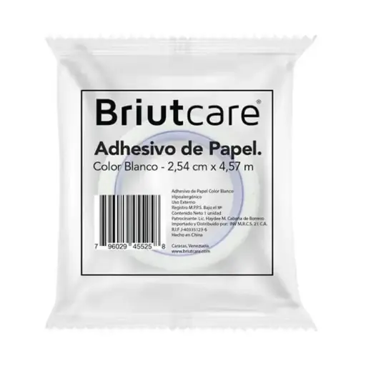 ADHESIVO DE PAPEL C/ BLANCO 2,54CM X 4,57M (1" X 5 YDS)  X 1 BRIUTCARE