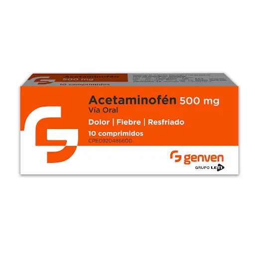 Acetaminofén 500 mg Genven Caja x 10 Tabletas